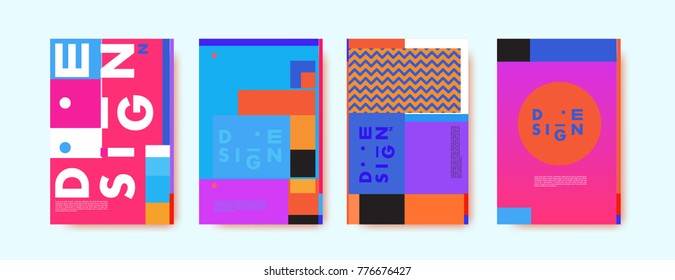 Colorful geometric poster and cover design. Minimal geometric pattern gradients backgrounds. Eps10 vector.