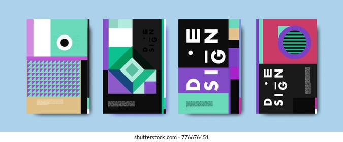 Colorful geometric poster and cover design. Minimal geometric pattern gradients backgrounds. Eps10 vector.