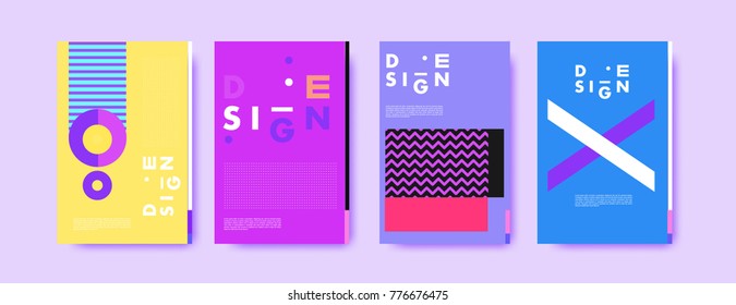 Colorful geometric poster and cover design. Minimal geometric pattern gradients backgrounds. Eps10 vector.