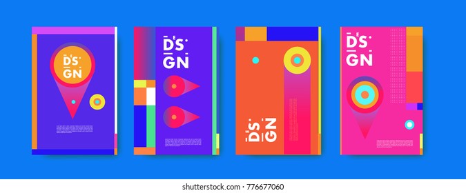 Colorful geometric poster and cover design. Minimal geometric pattern gradients backgrounds. Eps10 vector.