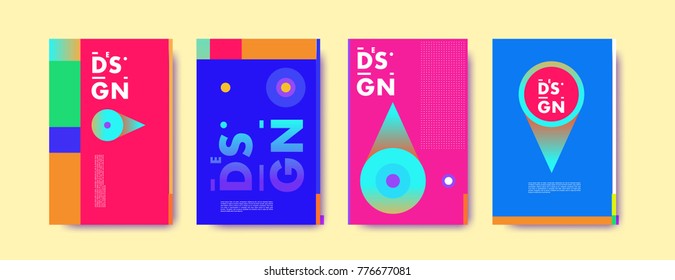 Colorful geometric poster and cover design. Minimal geometric pattern gradients backgrounds. Eps10 vector.