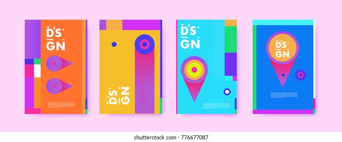 Colorful geometric poster and cover design. Minimal geometric pattern gradients backgrounds. Eps10 vector.