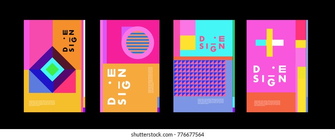 Colorful geometric poster and cover design. Minimal geometric pattern gradients backgrounds. Eps10 vector.