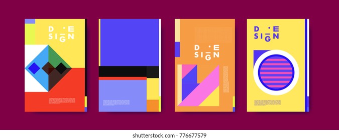 Colorful geometric poster and cover design. Minimal geometric pattern gradients backgrounds. Eps10 vector.