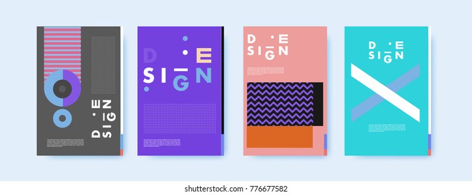 Colorful geometric poster and cover design. Minimal geometric pattern gradients backgrounds. Eps10 vector.