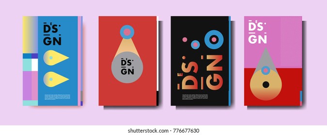 Colorful geometric poster and cover design. Minimal geometric pattern gradients backgrounds. Eps10 vector.