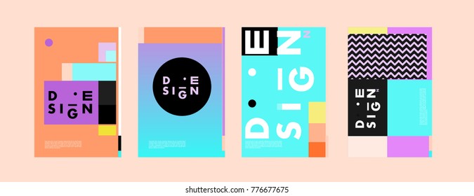 Colorful geometric poster and cover design. Minimal geometric pattern gradients backgrounds. Eps10 vector.