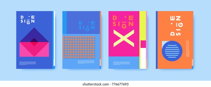 Colorful geometric poster and cover design. Minimal geometric pattern gradients backgrounds. Eps10 vector.