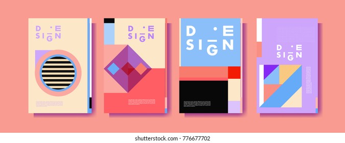 Colorful geometric poster and cover design. Minimal geometric pattern gradients backgrounds. Eps10 vector.