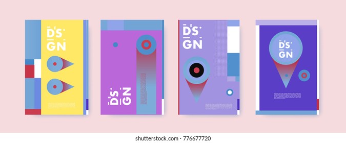 Colorful geometric poster and cover design. Minimal geometric pattern gradients backgrounds. Eps10 vector.