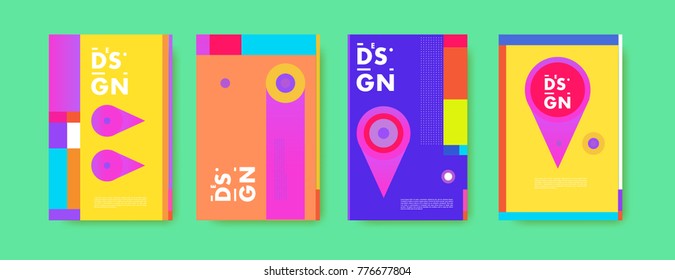 Colorful geometric poster and cover design. Minimal geometric pattern gradients backgrounds. Eps10 vector.