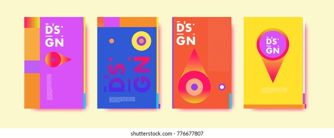 Colorful geometric poster and cover design. Minimal geometric pattern gradients backgrounds. Eps10 vector.