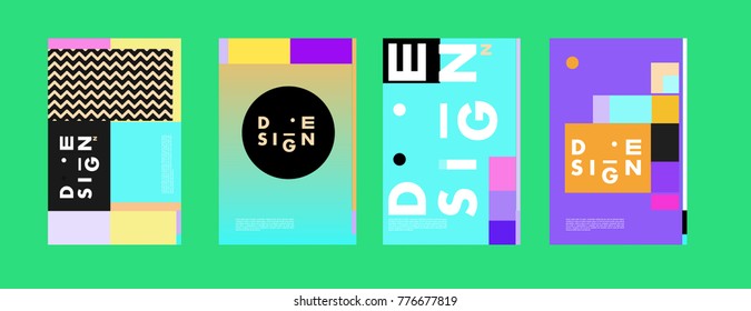 Colorful geometric poster and cover design. Minimal geometric pattern gradients backgrounds. Eps10 vector.