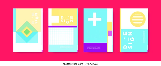 Colorful geometric poster and cover design. Minimal geometric pattern gradients backgrounds. Eps10 vector.