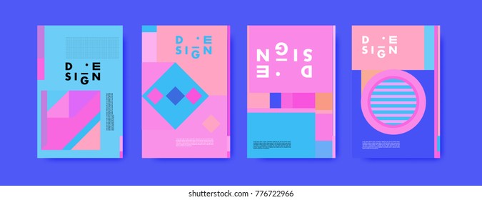 Colorful geometric poster and cover design. Minimal geometric pattern gradients backgrounds. Eps10 vector.
