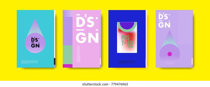 Colorful geometric poster and cover design. Minimal geometric pattern gradients backgrounds. Eps10 vector.