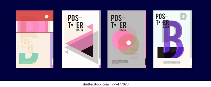 Colorful geometric poster and cover design. Minimal geometric pattern gradients backgrounds. Eps10 vector.