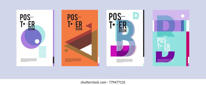 Colorful geometric poster and cover design. Minimal geometric pattern gradients backgrounds. Eps10 vector.