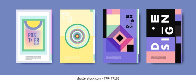 Colorful geometric poster and cover design. Minimal geometric pattern gradients backgrounds. Eps10 vector.