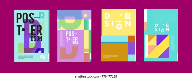 Colorful geometric poster and cover design. Minimal geometric pattern gradients backgrounds. Eps10 vector.