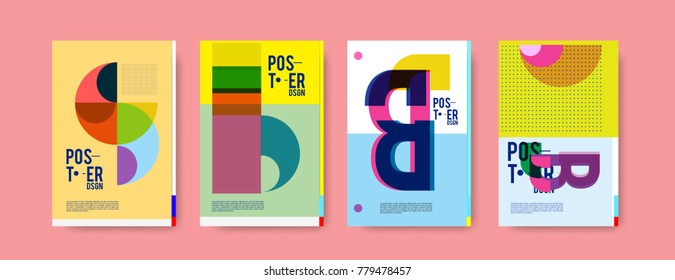 Colorful geometric poster and cover design. Minimal geometric pattern gradients backgrounds. Eps10 vector.