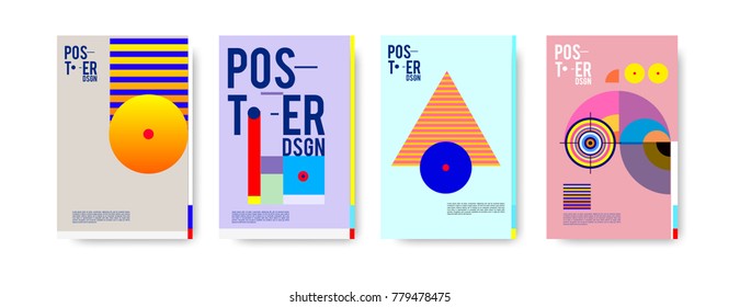 Colorful geometric poster and cover design. Minimal geometric pattern gradients backgrounds. Eps10 vector.