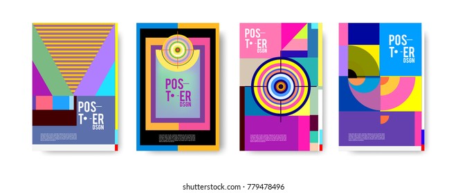 Colorful geometric poster and cover design. Minimal geometric pattern gradients backgrounds. Eps10 vector.