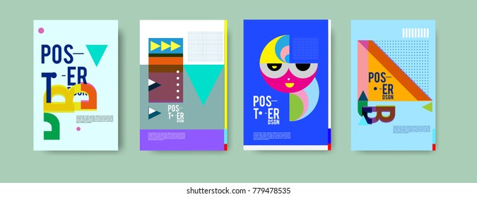 Colorful geometric poster and cover design. Minimal geometric pattern gradients backgrounds. Eps10 vector.