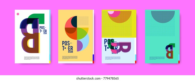 Colorful geometric poster and cover design. Minimal geometric pattern gradients backgrounds. Eps10 vector.