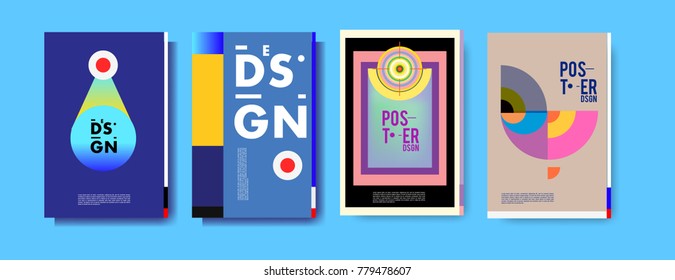 Colorful geometric poster and cover design. Minimal geometric pattern gradients backgrounds. Eps10 vector.