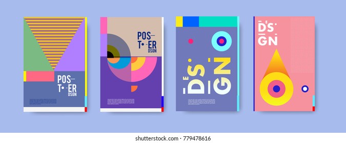 Colorful geometric poster and cover design. Minimal geometric pattern gradients backgrounds. Eps10 vector.