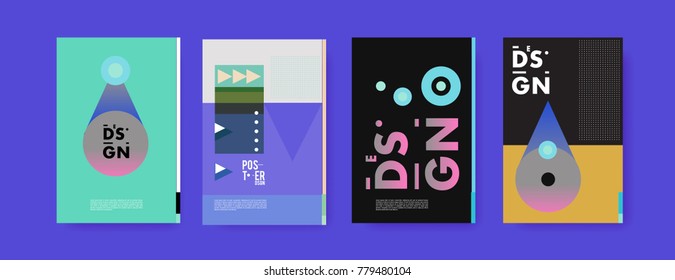Colorful geometric poster and cover design. Minimal geometric pattern gradients backgrounds. Eps10 vector.
