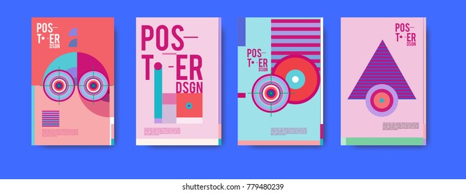 Colorful geometric poster and cover design. Minimal geometric pattern gradients backgrounds. Eps10 vector.