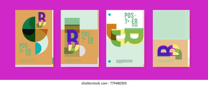Colorful geometric poster and cover design. Minimal geometric pattern gradients backgrounds. Eps10 vector.