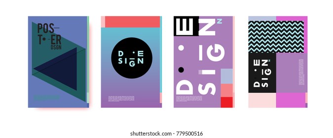 Colorful geometric poster and cover design. Minimal geometric pattern gradients backgrounds. Eps10 vector.