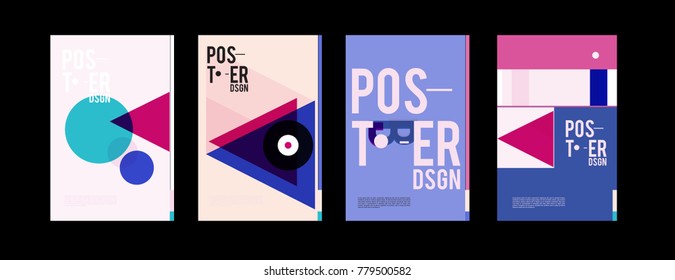 Colorful geometric poster and cover design. Minimal geometric pattern gradients backgrounds. Eps10 vector.