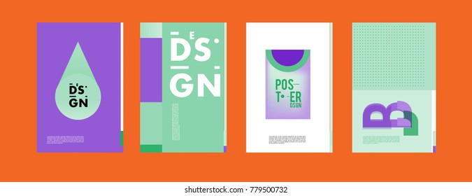 Colorful geometric poster and cover design. Minimal geometric pattern gradients backgrounds. Eps10 vector.