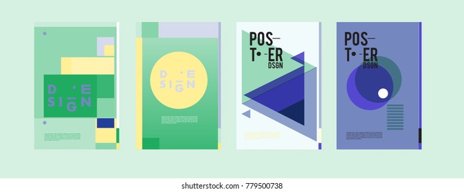 Colorful geometric poster and cover design. Minimal geometric pattern gradients backgrounds. Eps10 vector.