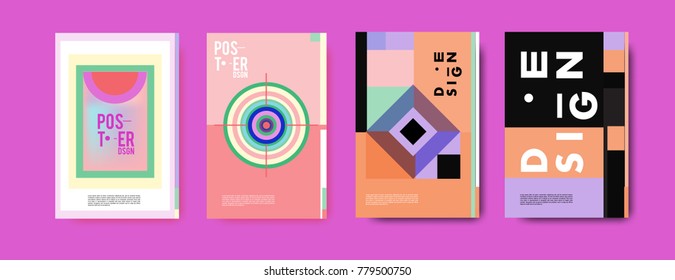 Colorful geometric poster and cover design. Minimal geometric pattern gradients backgrounds. Eps10 vector.