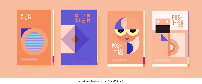 Colorful geometric poster and cover design. Minimal geometric pattern gradients backgrounds. Eps10 vector.