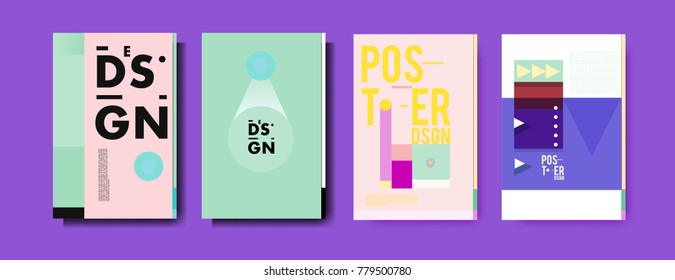 Colorful geometric poster and cover design. Minimal geometric pattern gradients backgrounds. Eps10 vector.