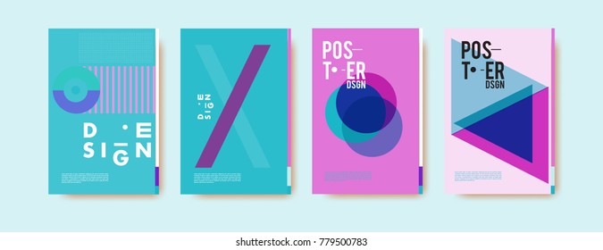 Colorful geometric poster and cover design. Minimal geometric pattern gradients backgrounds. Eps10 vector.