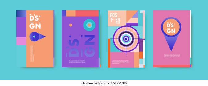 Colorful geometric poster and cover design. Minimal geometric pattern gradients backgrounds. Eps10 vector.