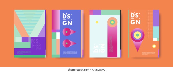 Colorful geometric poster and cover design. Minimal geometric pattern gradients backgrounds. Eps10 vector.