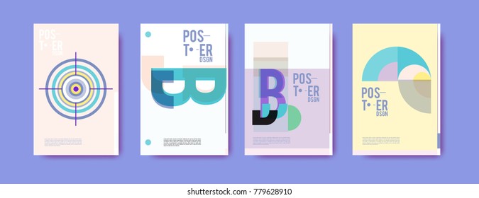 Colorful geometric poster and cover design. Minimal geometric pattern gradients backgrounds. Eps10 vector.