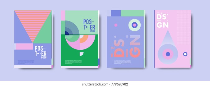 Colorful geometric poster and cover design. Minimal geometric pattern gradients backgrounds. Eps10 vector.