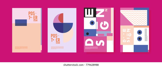 Colorful geometric poster and cover design. Minimal geometric pattern gradients backgrounds. Eps10 vector.