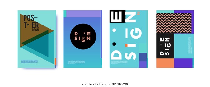 Colorful geometric poster and cover design. Minimal geometric pattern gradients backgrounds. Eps10 vector.