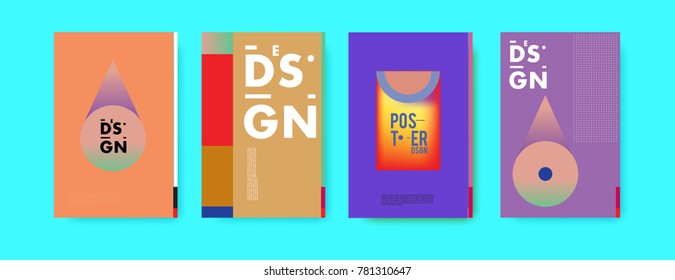 Colorful geometric poster and cover design. Minimal geometric pattern gradients backgrounds. Eps10 vector.