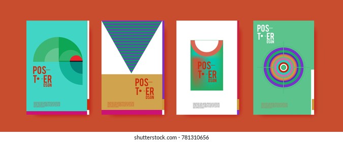 Colorful geometric poster and cover design. Minimal geometric pattern gradients backgrounds. Eps10 vector.